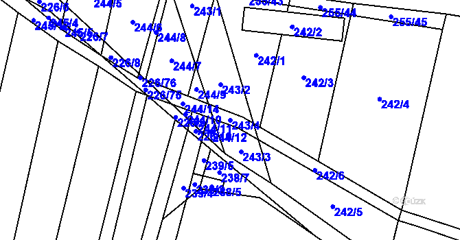 Parcela st. 243/4 v KÚ Popůvky u Kojetína, Katastrální mapa