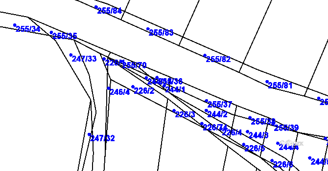 Parcela st. 244/1 v KÚ Popůvky u Kojetína, Katastrální mapa
