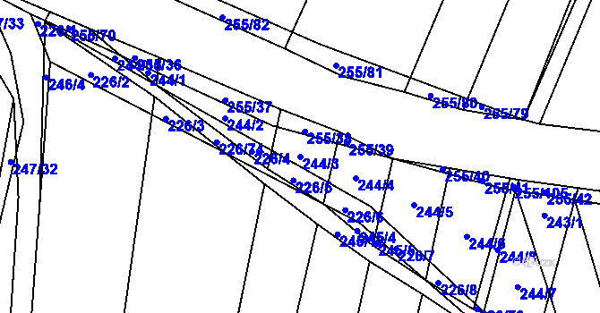 Parcela st. 244/3 v KÚ Popůvky u Kojetína, Katastrální mapa