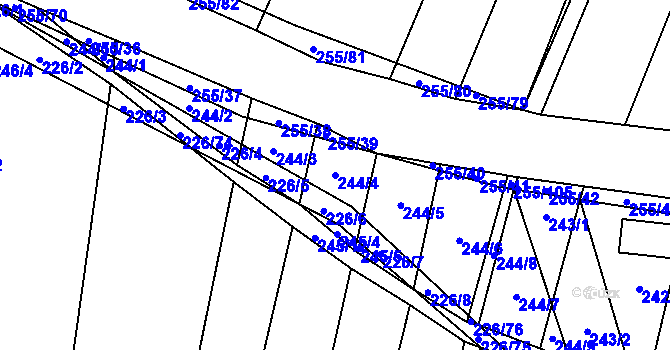 Parcela st. 244/4 v KÚ Popůvky u Kojetína, Katastrální mapa