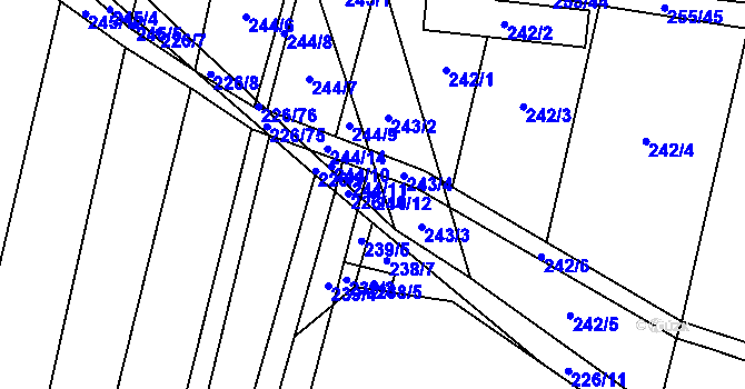 Parcela st. 244/12 v KÚ Popůvky u Kojetína, Katastrální mapa