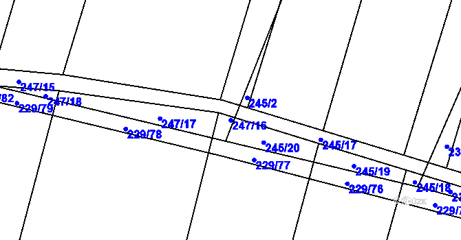 Parcela st. 247/16 v KÚ Popůvky u Kojetína, Katastrální mapa