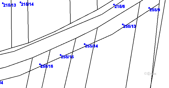 Parcela st. 255/14 v KÚ Popůvky u Kojetína, Katastrální mapa