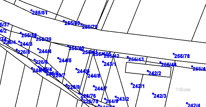 Parcela st. 255/42 v KÚ Popůvky u Kojetína, Katastrální mapa