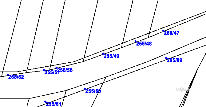Parcela st. 255/49 v KÚ Popůvky u Kojetína, Katastrální mapa