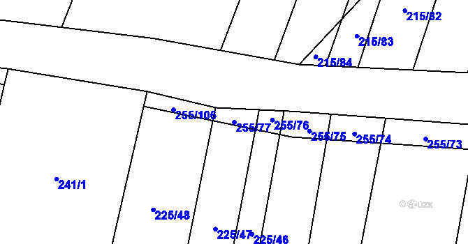 Parcela st. 255/77 v KÚ Popůvky u Kojetína, Katastrální mapa