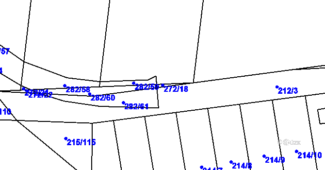 Parcela st. 272/18 v KÚ Popůvky u Kojetína, Katastrální mapa