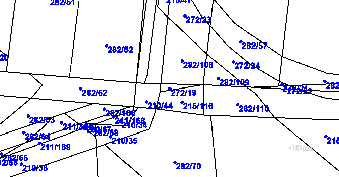 Parcela st. 272/19 v KÚ Popůvky u Kojetína, Katastrální mapa