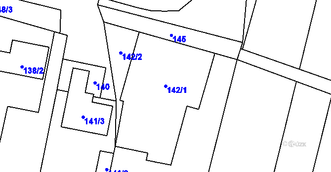 Parcela st. 142/1 v KÚ Popůvky u Kojetína, Katastrální mapa