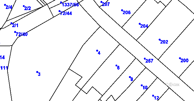 Parcela st. 4 v KÚ Popůvky u Kojetína, Katastrální mapa
