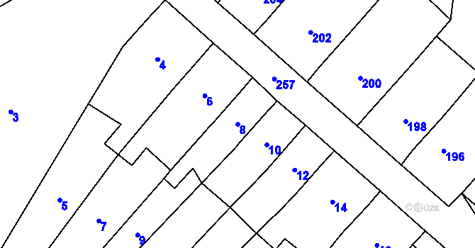 Parcela st. 8 v KÚ Popůvky u Kojetína, Katastrální mapa