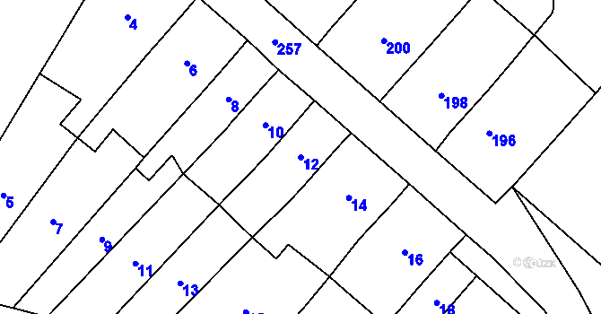 Parcela st. 12 v KÚ Popůvky u Kojetína, Katastrální mapa