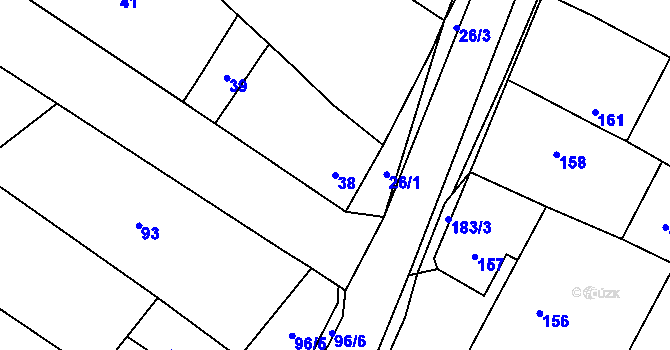 Parcela st. 38 v KÚ Popůvky u Kojetína, Katastrální mapa