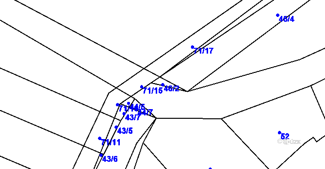 Parcela st. 46/2 v KÚ Popůvky u Kojetína, Katastrální mapa