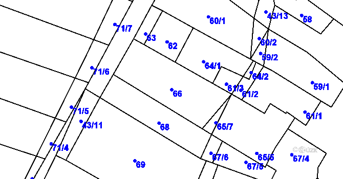 Parcela st. 66 v KÚ Popůvky u Kojetína, Katastrální mapa
