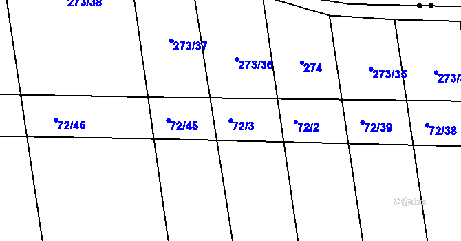 Parcela st. 72/3 v KÚ Popůvky u Kojetína, Katastrální mapa
