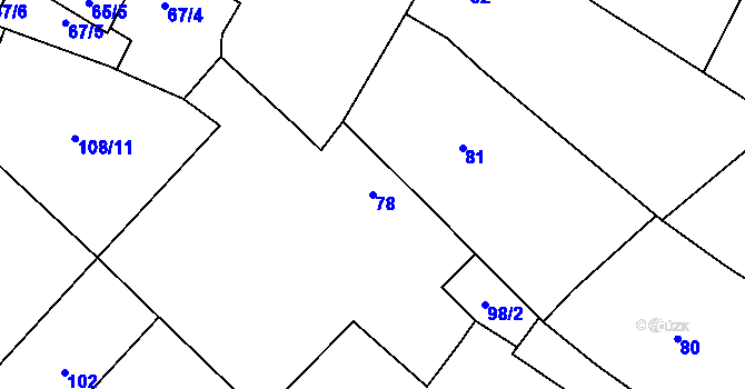 Parcela st. 78 v KÚ Popůvky u Kojetína, Katastrální mapa