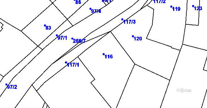 Parcela st. 116 v KÚ Popůvky u Kojetína, Katastrální mapa