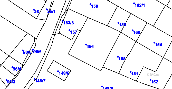 Parcela st. 156 v KÚ Popůvky u Kojetína, Katastrální mapa