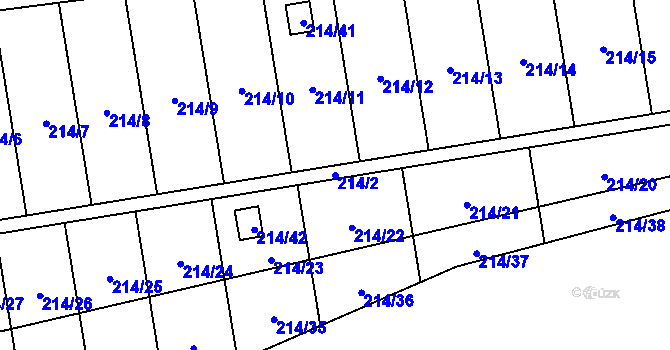 Parcela st. 214/2 v KÚ Popůvky u Kojetína, Katastrální mapa