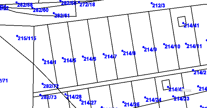 Parcela st. 214/7 v KÚ Popůvky u Kojetína, Katastrální mapa