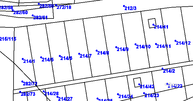 Parcela st. 214/8 v KÚ Popůvky u Kojetína, Katastrální mapa