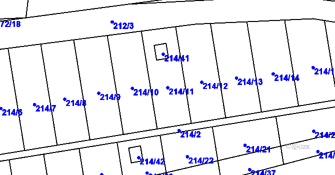 Parcela st. 214/11 v KÚ Popůvky u Kojetína, Katastrální mapa