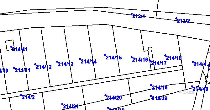 Parcela st. 214/15 v KÚ Popůvky u Kojetína, Katastrální mapa