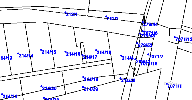 Parcela st. 214/18 v KÚ Popůvky u Kojetína, Katastrální mapa