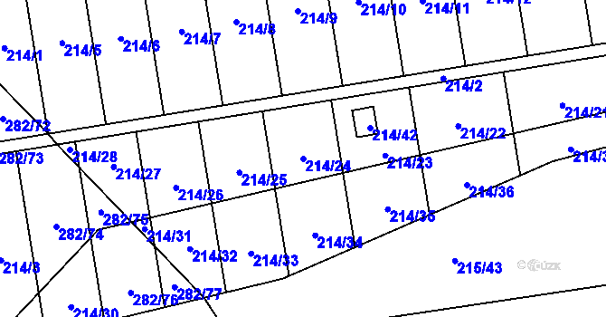 Parcela st. 214/24 v KÚ Popůvky u Kojetína, Katastrální mapa