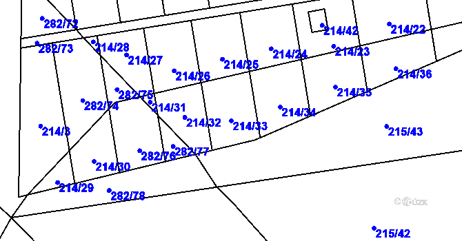 Parcela st. 214/33 v KÚ Popůvky u Kojetína, Katastrální mapa