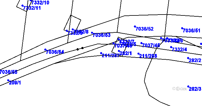 Parcela st. 211/287 v KÚ Popůvky u Kojetína, Katastrální mapa