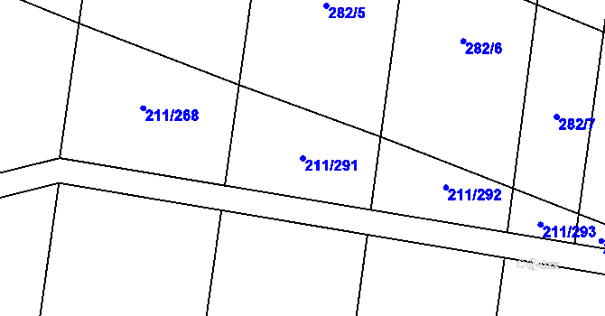 Parcela st. 211/291 v KÚ Popůvky u Kojetína, Katastrální mapa
