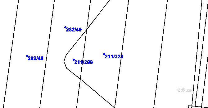 Parcela st. 211/323 v KÚ Popůvky u Kojetína, Katastrální mapa