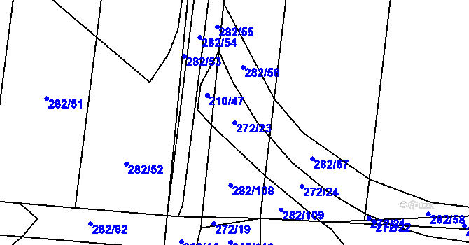 Parcela st. 272/23 v KÚ Popůvky u Kojetína, Katastrální mapa
