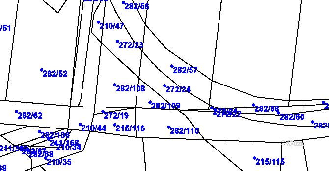 Parcela st. 272/24 v KÚ Popůvky u Kojetína, Katastrální mapa