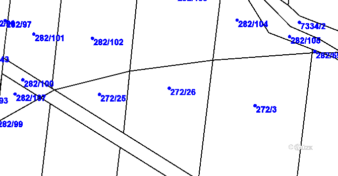 Parcela st. 272/26 v KÚ Popůvky u Kojetína, Katastrální mapa