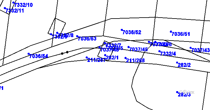 Parcela st. 282/1 v KÚ Popůvky u Kojetína, Katastrální mapa