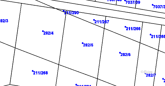 Parcela st. 282/5 v KÚ Popůvky u Kojetína, Katastrální mapa