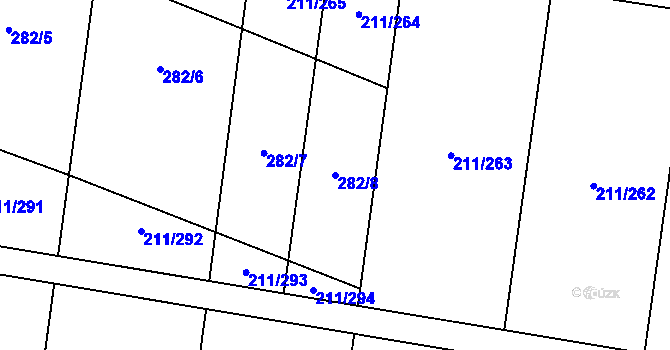 Parcela st. 282/8 v KÚ Popůvky u Kojetína, Katastrální mapa