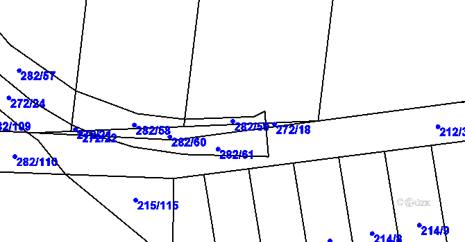 Parcela st. 282/59 v KÚ Popůvky u Kojetína, Katastrální mapa