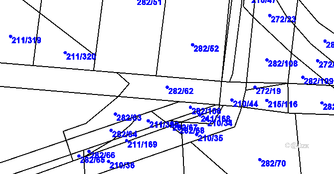 Parcela st. 282/62 v KÚ Popůvky u Kojetína, Katastrální mapa