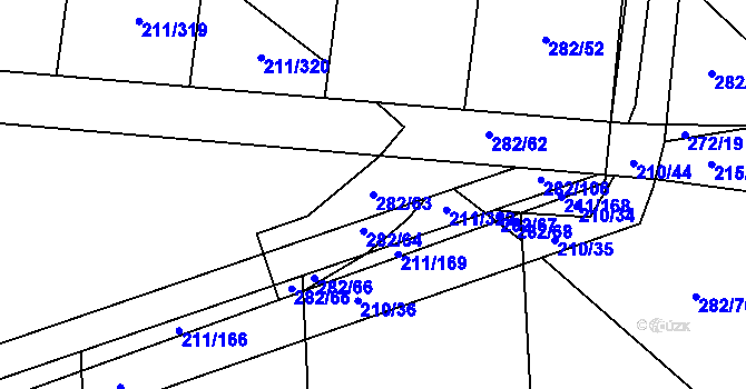 Parcela st. 282/63 v KÚ Popůvky u Kojetína, Katastrální mapa