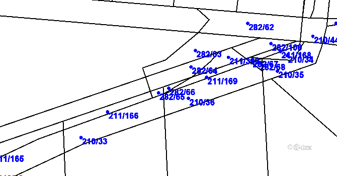 Parcela st. 282/66 v KÚ Popůvky u Kojetína, Katastrální mapa