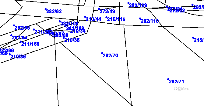 Parcela st. 282/70 v KÚ Popůvky u Kojetína, Katastrální mapa