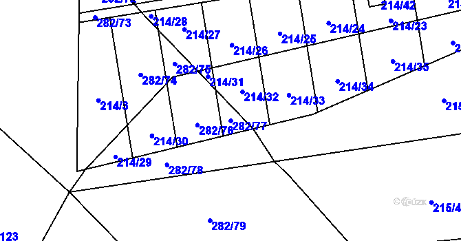 Parcela st. 282/77 v KÚ Popůvky u Kojetína, Katastrální mapa