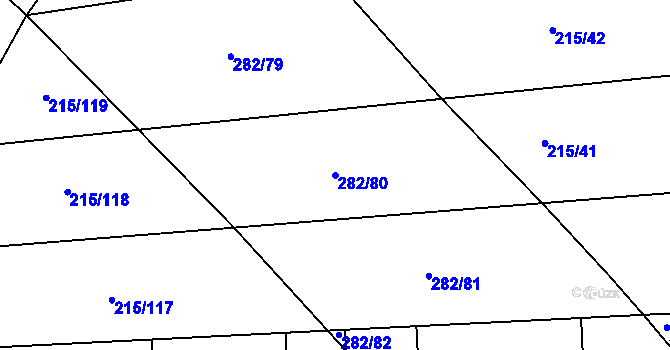 Parcela st. 282/80 v KÚ Popůvky u Kojetína, Katastrální mapa
