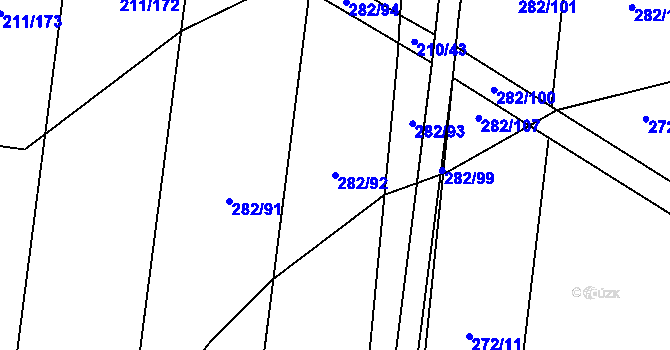 Parcela st. 282/92 v KÚ Popůvky u Kojetína, Katastrální mapa
