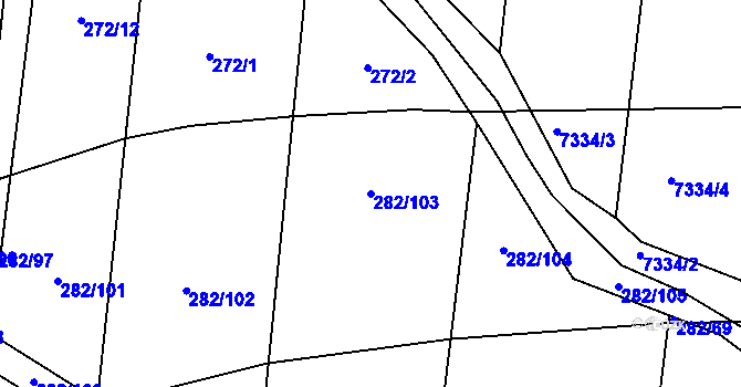 Parcela st. 282/103 v KÚ Popůvky u Kojetína, Katastrální mapa