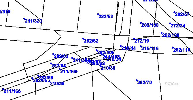 Parcela st. 282/106 v KÚ Popůvky u Kojetína, Katastrální mapa